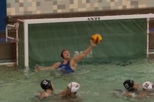 Cambria Serrano, #1, Goalie, prevents the other team from scoring a point with an amazing save.